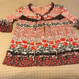 Womans 2X Blouse. Red, Black, & White